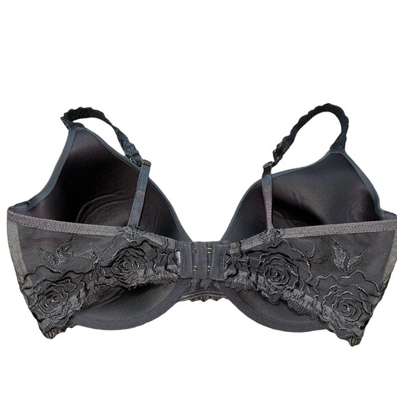 Wacoal A Rose iWomens Lace Embroidered Underwire Bra Size 34DD Gray Nylon/Spande - Picture 2 of 6